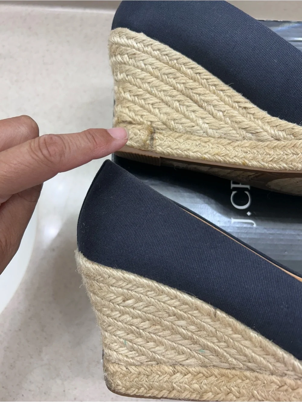 J. Crew Factory Navy Canvas Espadrille Wedge Pumps, Size 7